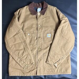 Vintage Carhartt C01BRN Blanket Lined Chore Coat Detroit Jacket Brown Size 52R